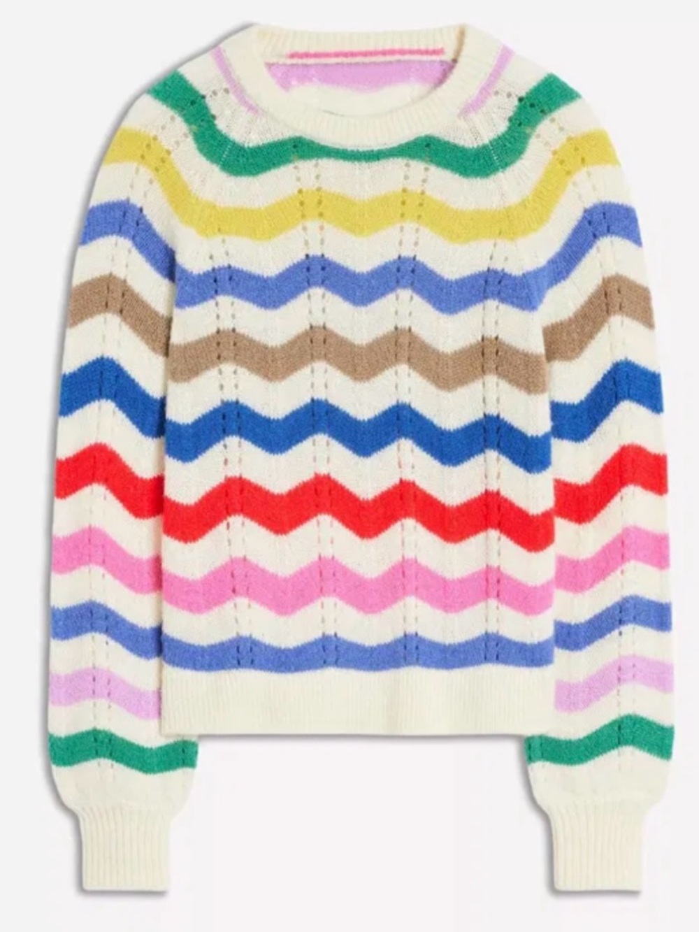 BODEN Alice Fluffy Wavy Stripe Raglan Sleeve Sweater - Picture 5 of 5